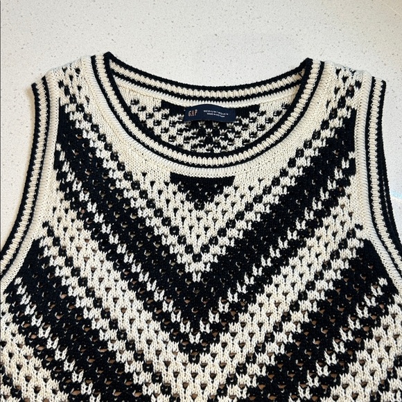 GAP Black Sleeveless Knit Crochet Midi Sweater Dress 100% Cotton Size M - Picture 8 of 13